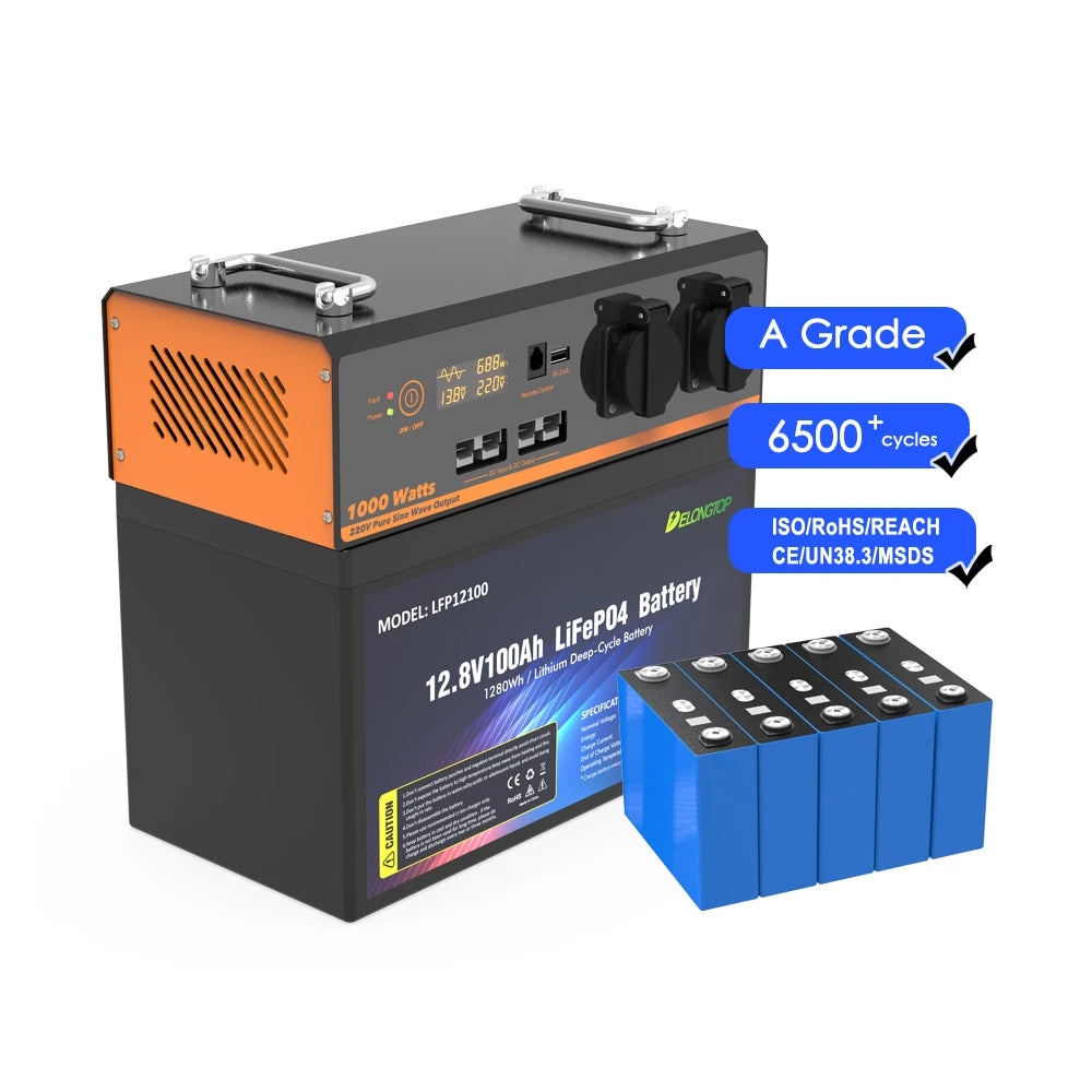 OEM 12V 150Ah LifePO4 Battery 1800W Lithium Battery with 1000W Inverter All-In-One UPS Replacement for Solar Energy Supply MegaBDM
