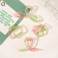QIYUE Green and pink Color Tone Transparent Hair Claw Clip Clamp Fashion Women Hair Accessories