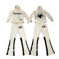 Custom Streetwear Mens Flare Sweatsuit French Terry Hooded Heavyweight 3D Puff Flared Sweatpants and Hoodies Set