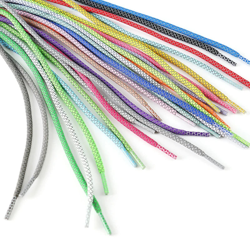 High Stretch 3mm 4mm Wide in Stock Multiple Colors 60cm 80cm 100cm Length Reflective Shoelace for Running Shoes