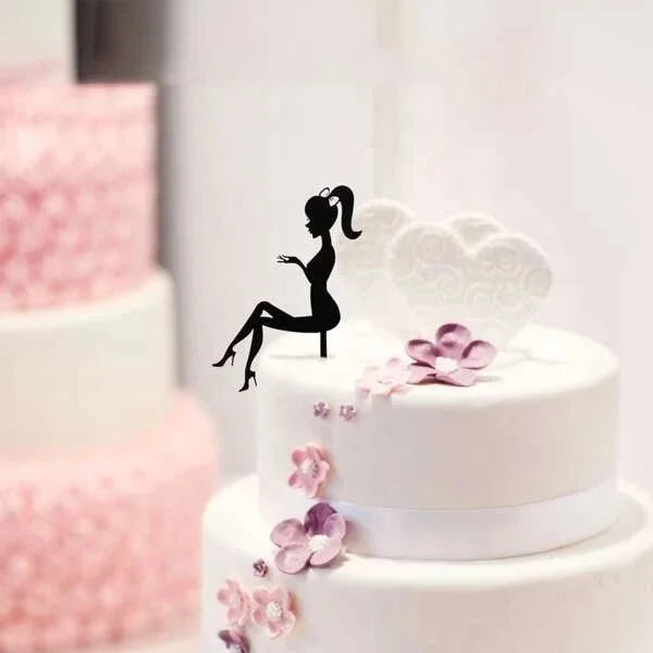 Customizable Acrylic High Heel Silhouette Girl Cake Toppers for Valentine's Day Cake Decoration Party Supplies