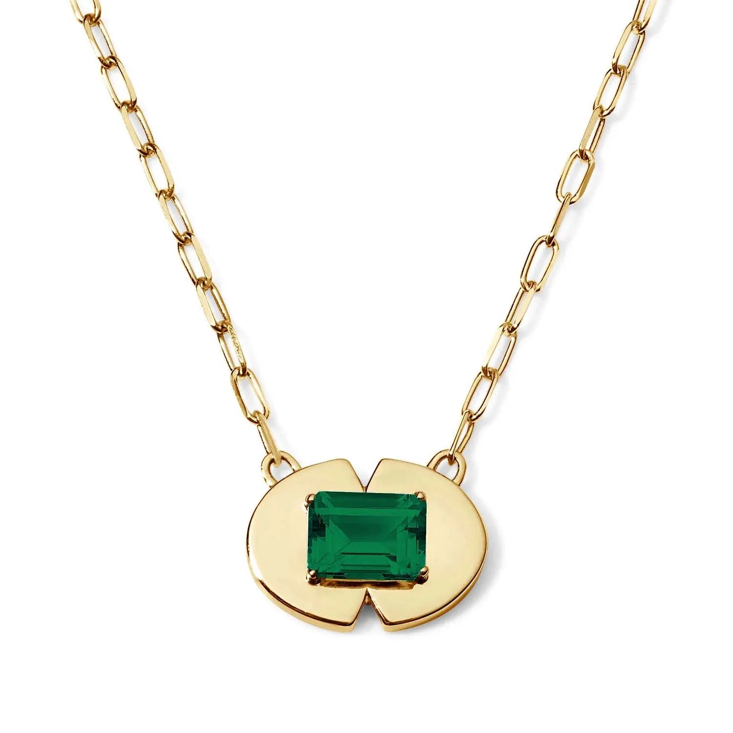 Milskye Unique Fashion Appearance Jewelry 925 Silver 18K Gold Emerald Cut Gemstone Necklace