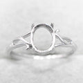 Sterling Silver 7*9mm Semi Mount Ring Empty Frame Blank Support Claw Setting S925 Base Holder Without Center Stone for DIY Inlay