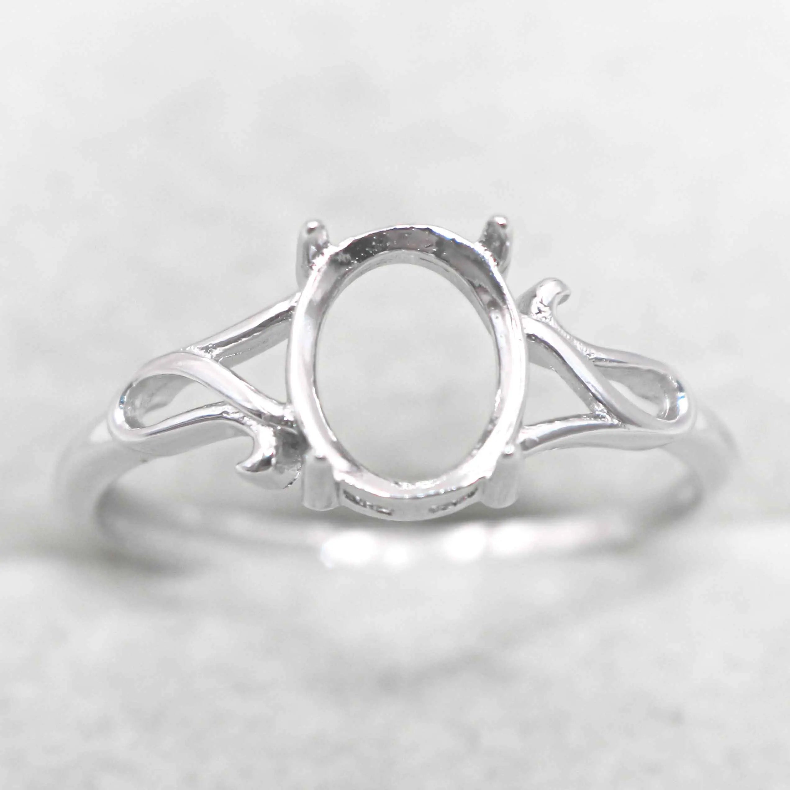 Sterling Silver 7*9mm Semi Mount Ring Empty Frame Blank Support Claw Setting S925 Base Holder Without Center Stone for DIY Inlay