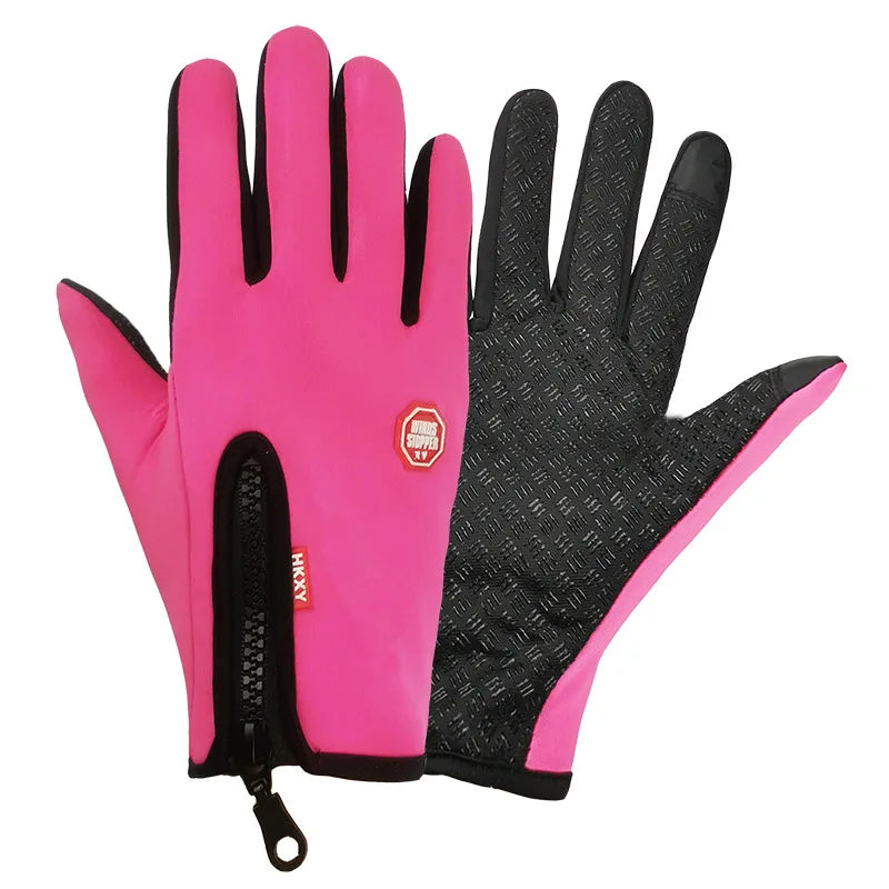 RIDERACE Touch Screen Bike Gloves Winter for Women Riding Full Finger Glove Windproof Sports Plus Velvet Mountain Skiing