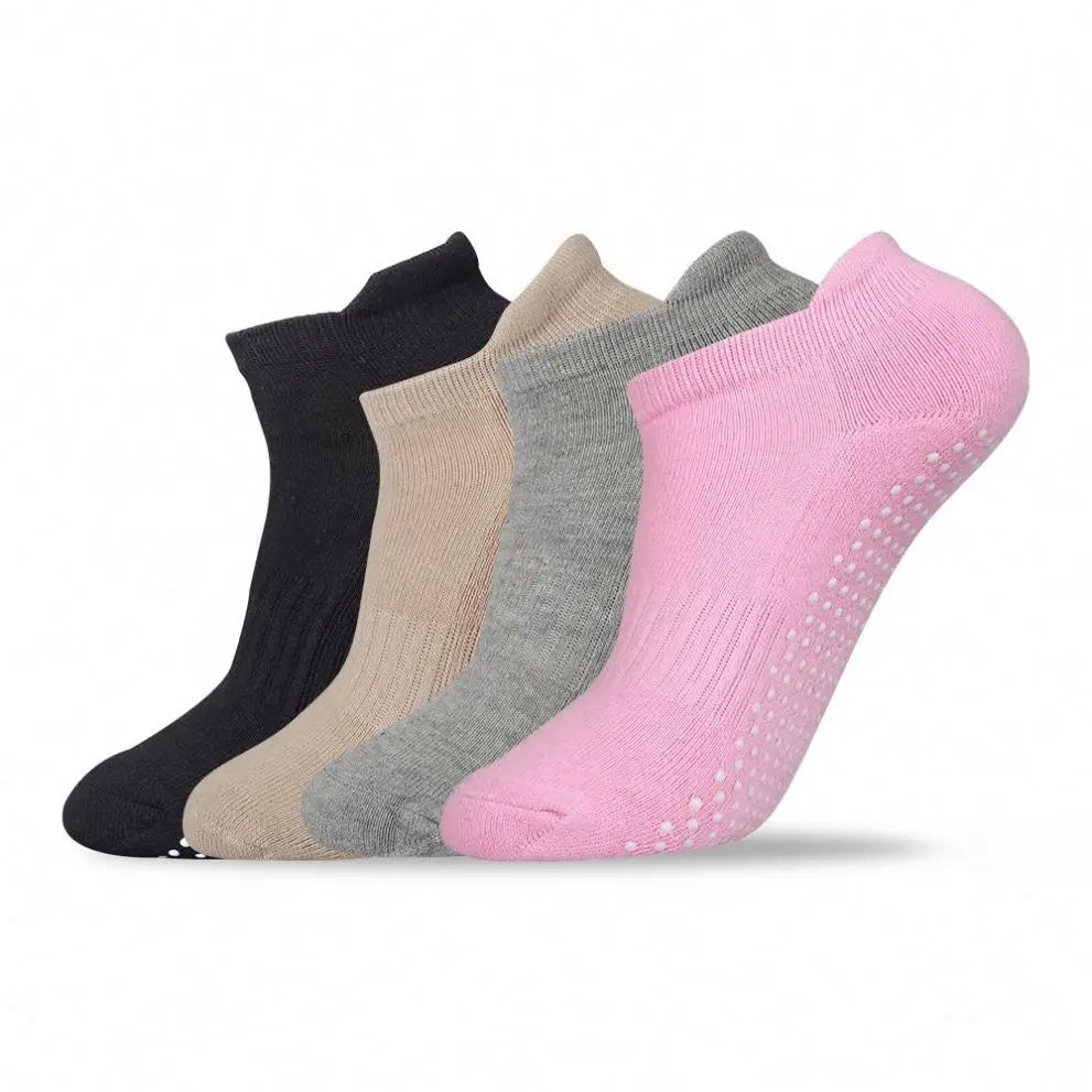 Custom Rubber Grip Yoga Socks Trampoline Grip Socks for Women Pink Pilates Socks