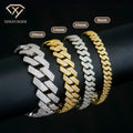 Wholesale Custom 8 10 12 14 18 20 mm 925 Sterling Silver Hiphop Jewelry Iced Out Diamond Moissanite Mossanite Cuban Bracelet