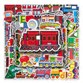 Vi-50pcs Vinyl Waterproof Cute Cartoon Train Decorative Sticker Pack for Kids Laptop Guitar Water Bottle Luggage Bicycle