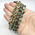 Gold Plated Gemstone Beads Trendy Style Shiny Faceted Cut Round Stone Lapis Lazuli African Turquoise Crystal Bezel Connectors