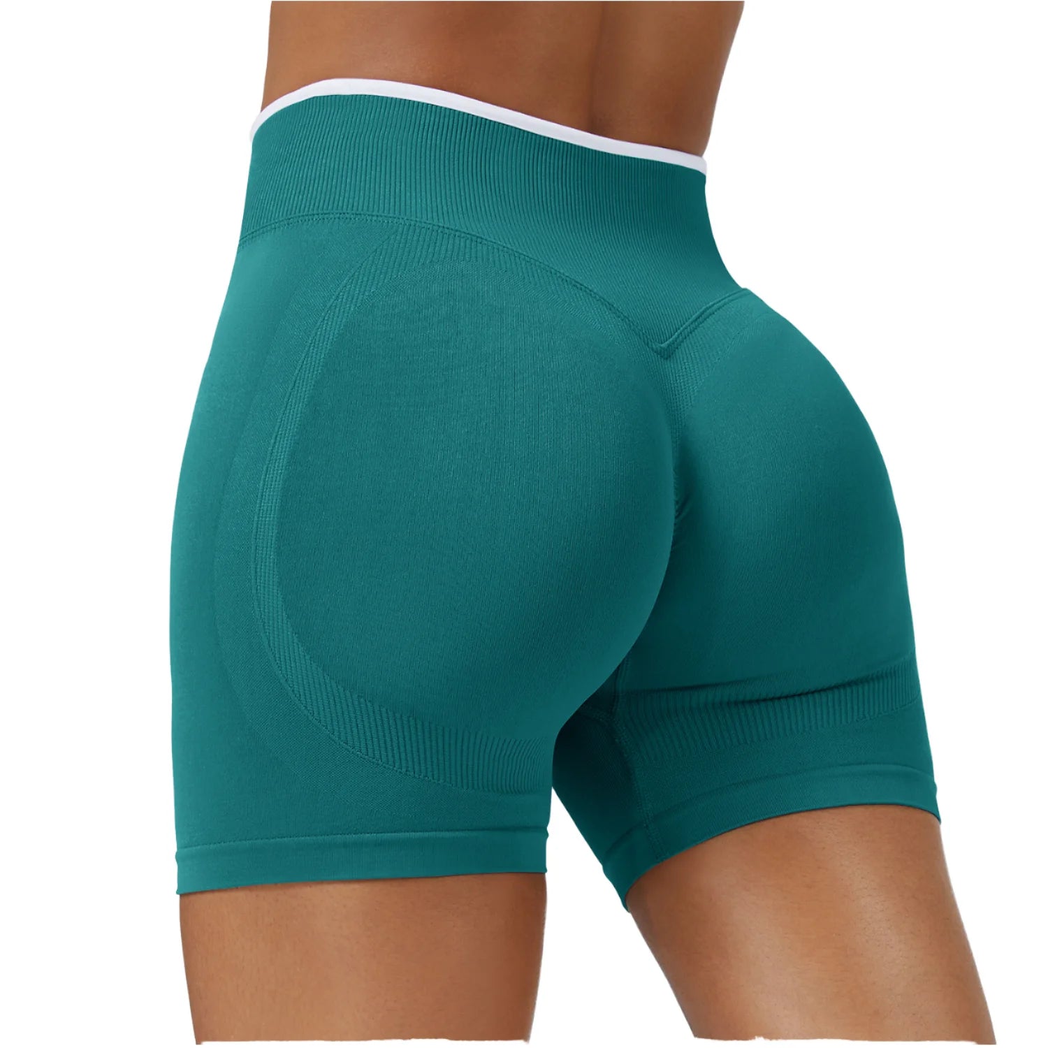 Women's High Waist Yoga Shorts Compression Stretchy Scrunch Butt Back Seamless Plus Size Custom Logo Shorts Solid Color Contrast