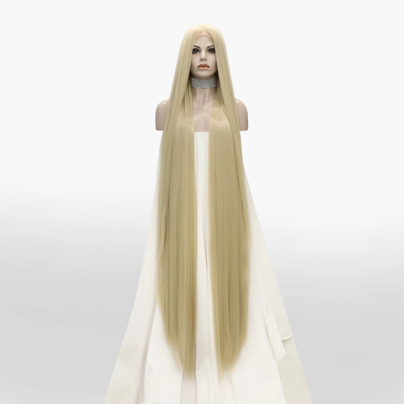 Celebrity Cheap 613 Blonde 180 Density 60inch Middle Part Futura Heat Resistant Fibre Hair Long Lace Front Synthetic Wigs
