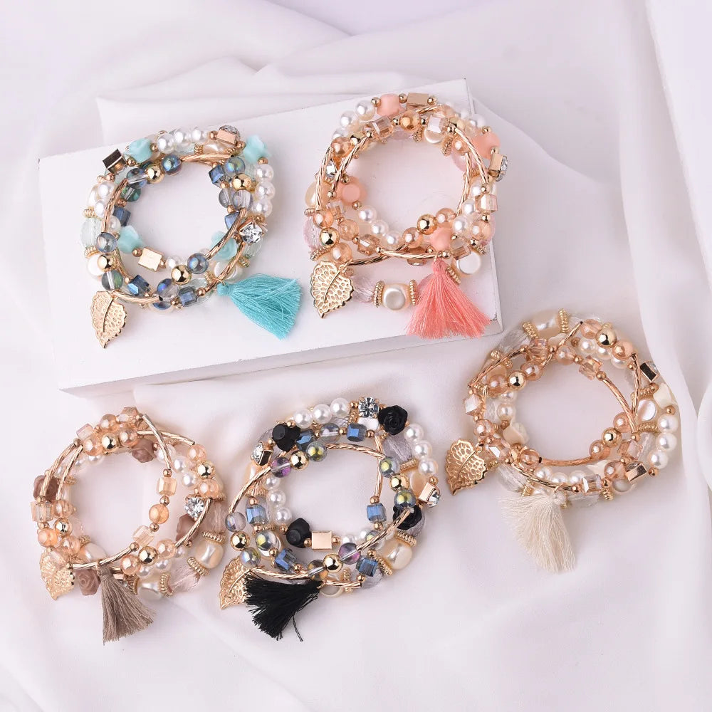 Boutique Popular Beads Beaded Stackable Stacking Boho Bracelet Jewelry Sets for Girls and Women