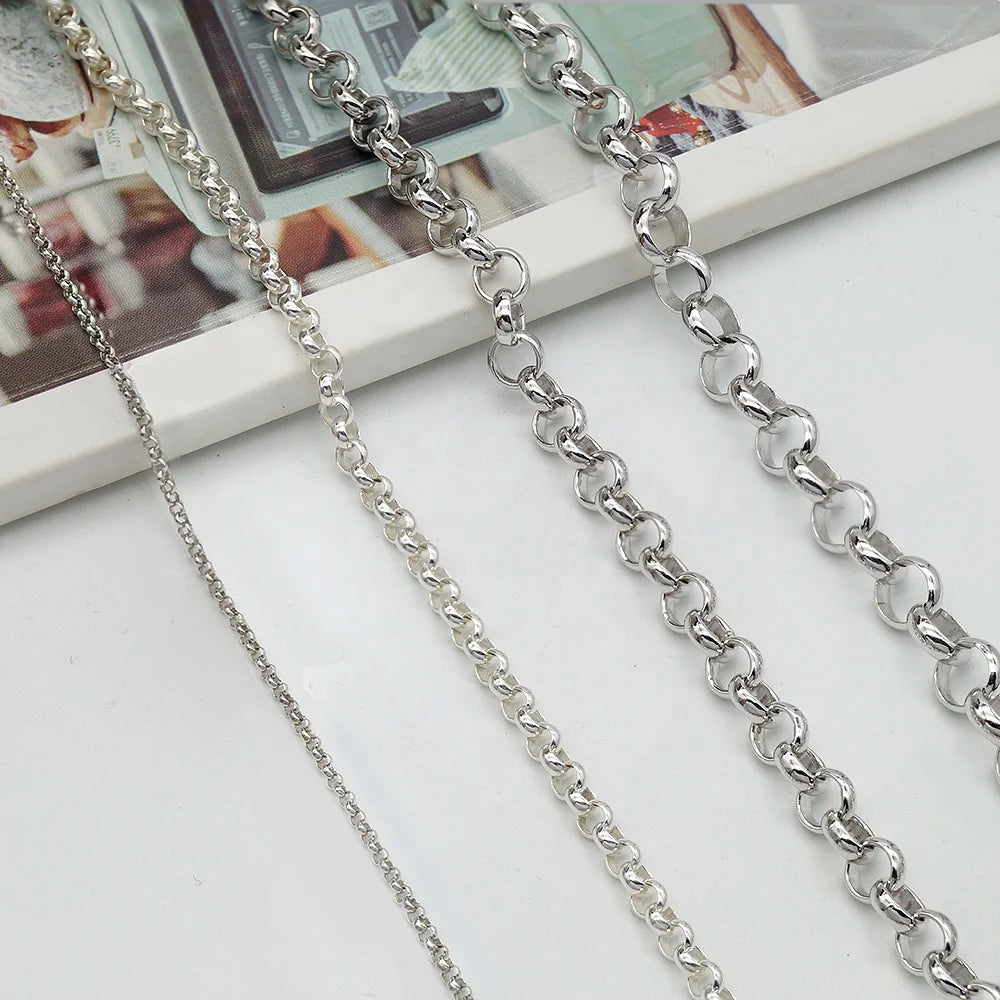 Fine Hot Selling 925 Sterling Silver Bracelet Men Chains Jewelry Set Luxury ROLO Link Chain