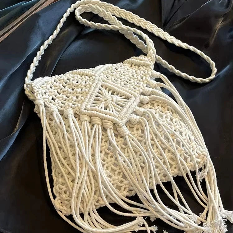 Bohemian Tassel Bag Shoulder Crossbody Bag Seaside Holiday Beach Bag