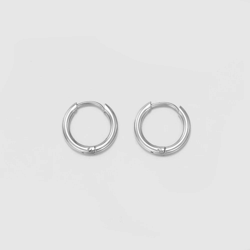 Women's Trendy 14mm Hollow Ring Stainless Steel Jewelry Hoop Earrings 316L Fashion Accessory