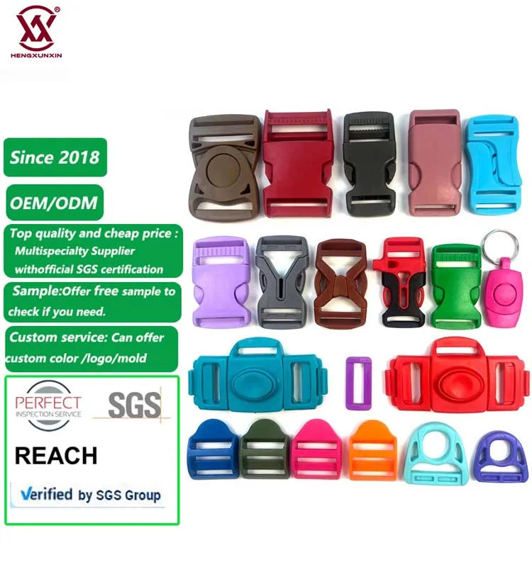 Buckle Manufacturer Free Sample 1 Inch Black Pom Recycled Plastic Side Release Buckle Adjustable Tri-glide Slide and D Ring