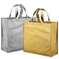 Promotional Custom Shinny Silver Metallic Laminated PP Non-Woven Shopping Bag