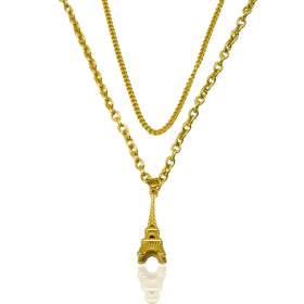 Wholesale Jewelry 18K Gold Plated Stainless Steel Pendant Necklace French Paris Eiffel Tower Pendant Necklace for Men Women