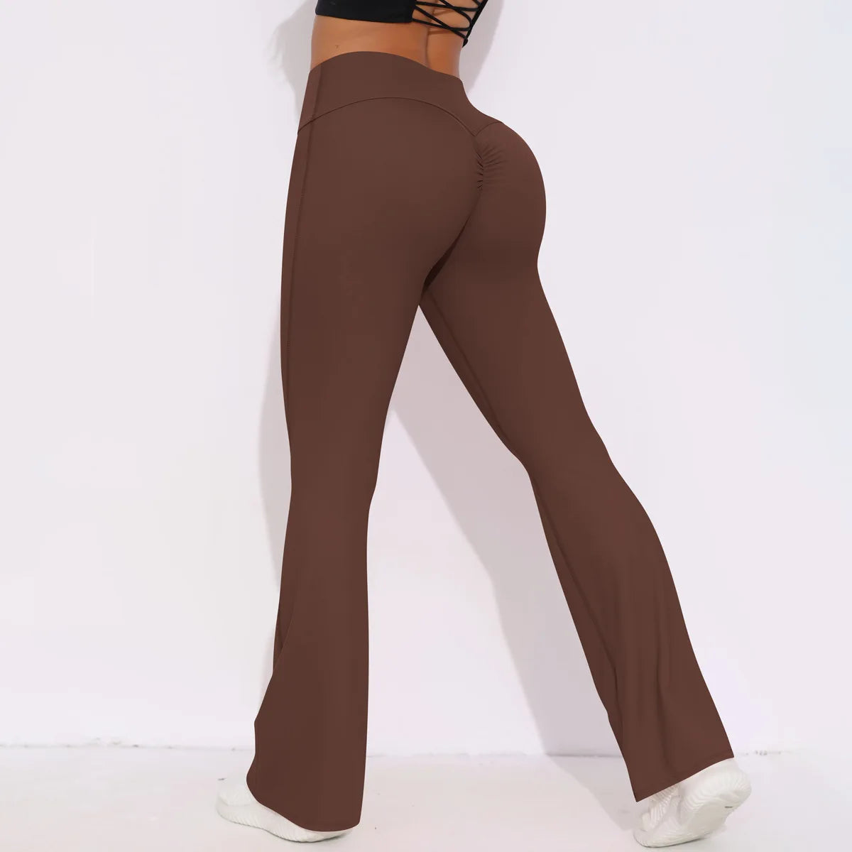 Customized Butt Lifting Yoga Pants Solid Color Gym Fitness Women Yoga High Waist Sports Flared Leggings