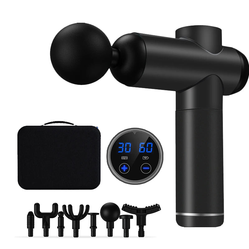 Personalized Cordless Massage Gun LED LCD Touch Screen 8 Massage Heads 30 Speed Levels 1800mAh Battery for Body Percussion