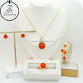 Color Stone 100 Laser 24K Dubai Stainless Steel 18K Gold Plated Jewelry Bracelet Women Wedding Girl Gift Sets