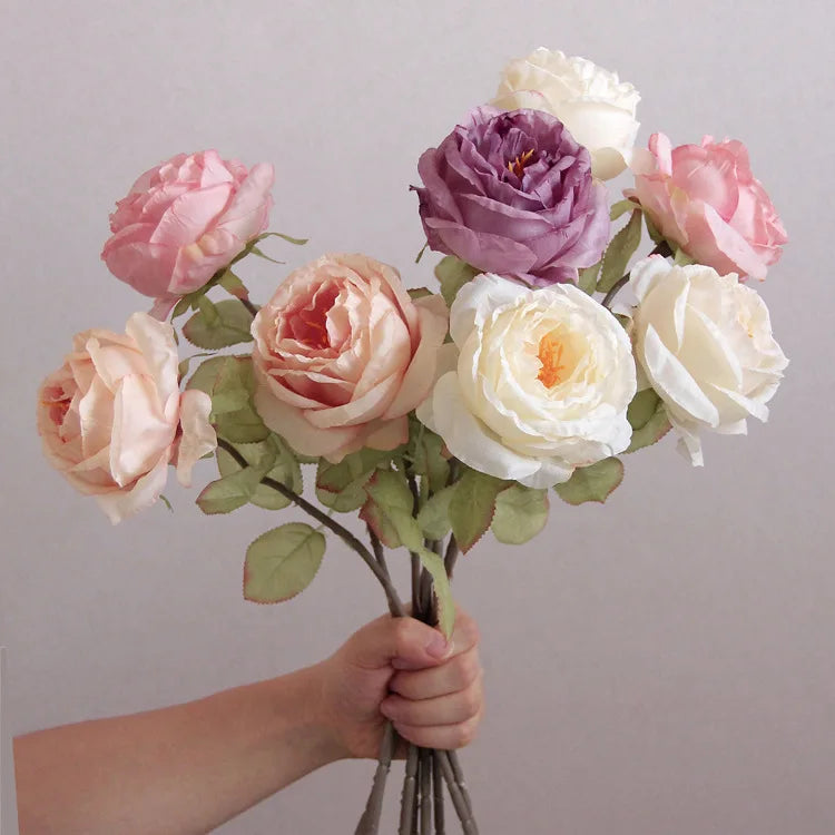 M207 Wholesale Ted Bakerthistle Peonie Artificial Rose Flowers Silk Roses