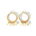 High Grade 18K Gold Plated Stainless Steel Pearl Drop Designer Jewelry Statement Hoop Earrings for Gift MegaBDM