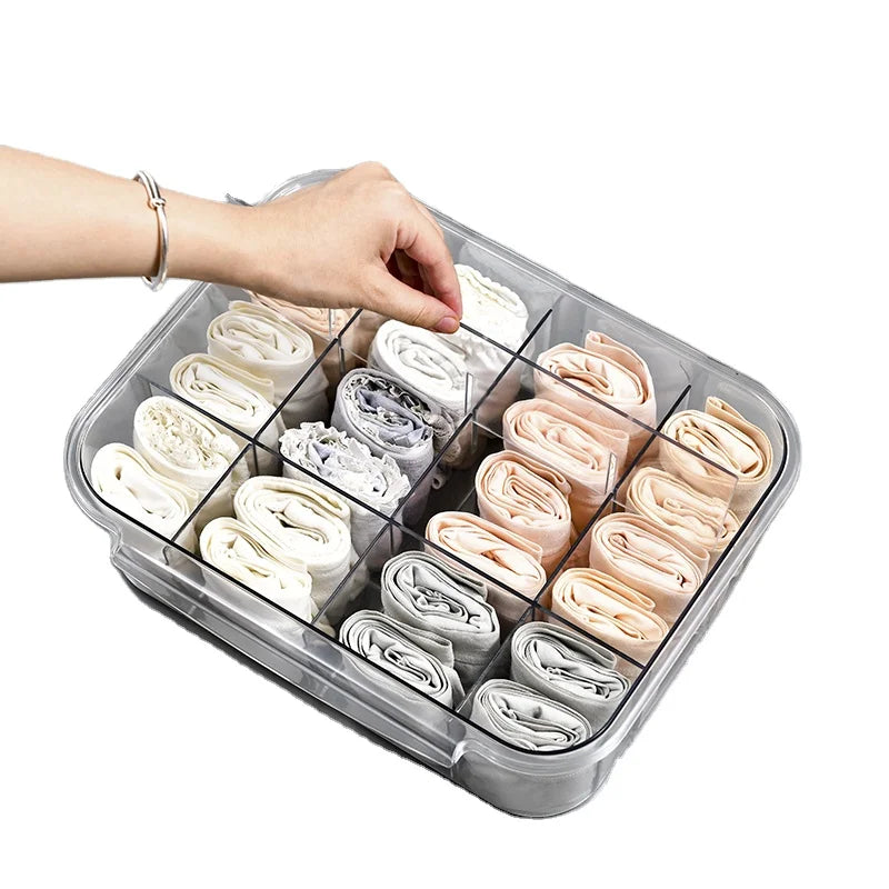 Storage Basket with Partition Plastic Cabinet Hanging Storage Basket for Bras Socks and Underwear