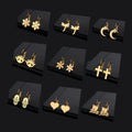 18k Gold Plated Jewelry Trendy Bijoux Acier Inoxydable Stainless Steel Aretes Flower Moon Dragonfly French Hook Earrings