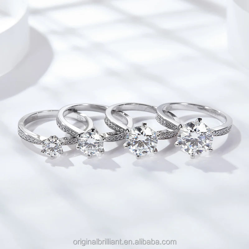 Starsgem Wholesale D Color VVS Moissanite Gemstone Ring S925 Sterling Silver Moissanite Engagement Ring