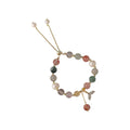 RisingMoon Lucky Colorful Crystal Beads Fishtail Charm Bracelet Adjustable Pearl Beads Bracelet for Women Girls