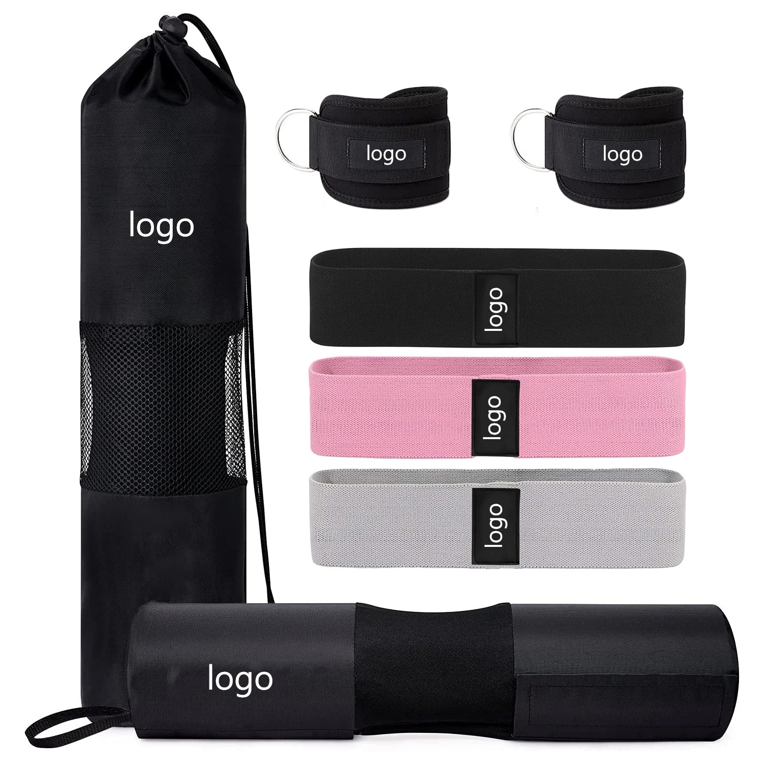Shoulder Ergonomic Protective Pad Standard Bars with Ankle Straps Fabric Booty Bands and Carry Bag