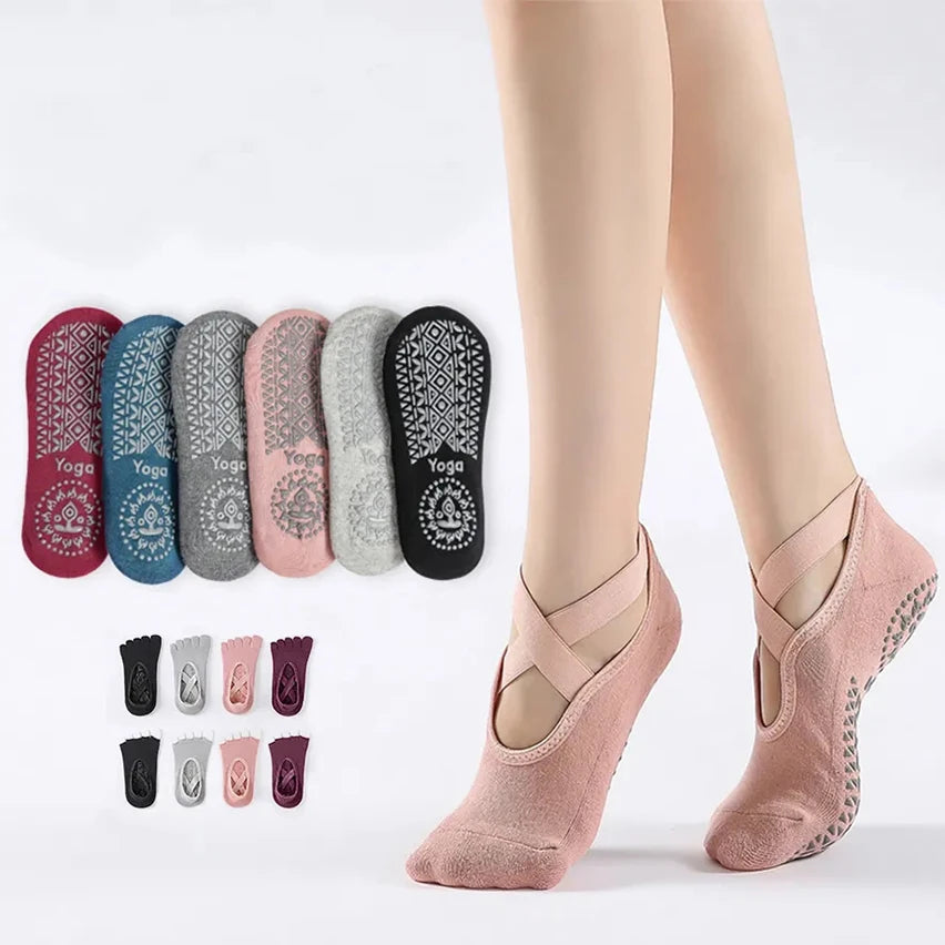 Bulk Wholesale Girls Toeless Dance Barre Ballet Socks Women Cotton Anti Slip Gym Pilates Non Slip Yoga Socks