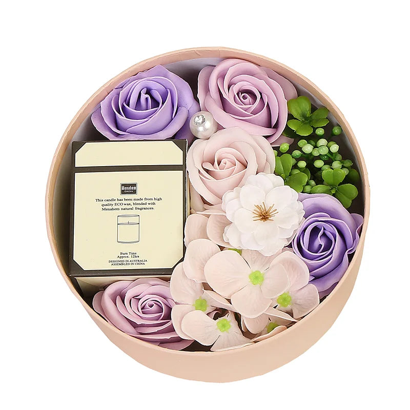 Birthday Gift Round Aromatherapy Candle Soap Flower Gift Box Girlfriend Mother Valentine's Day Luxury Gift Set