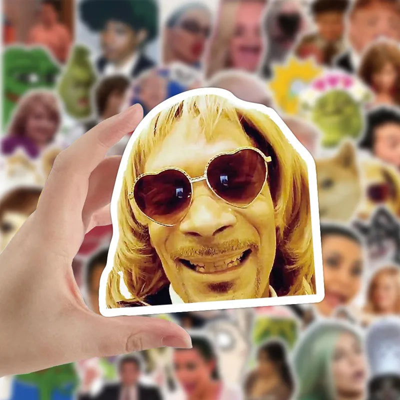 50PCS US funny face expression vinyl for bottle laptop graffiti vinyl car meme sticker