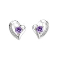 Heart-Shape 925 Sterling Silver Stud Earrings With Zircon Unisex Jewelry for Wedding Party Engagement Silver Plated Ear Nail