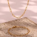 Fashion Jewelry Stainless Steel Jewelry Sets Never Fade Good Plating Waterproof Clip Necklace and Bracelet Chain Set for Women