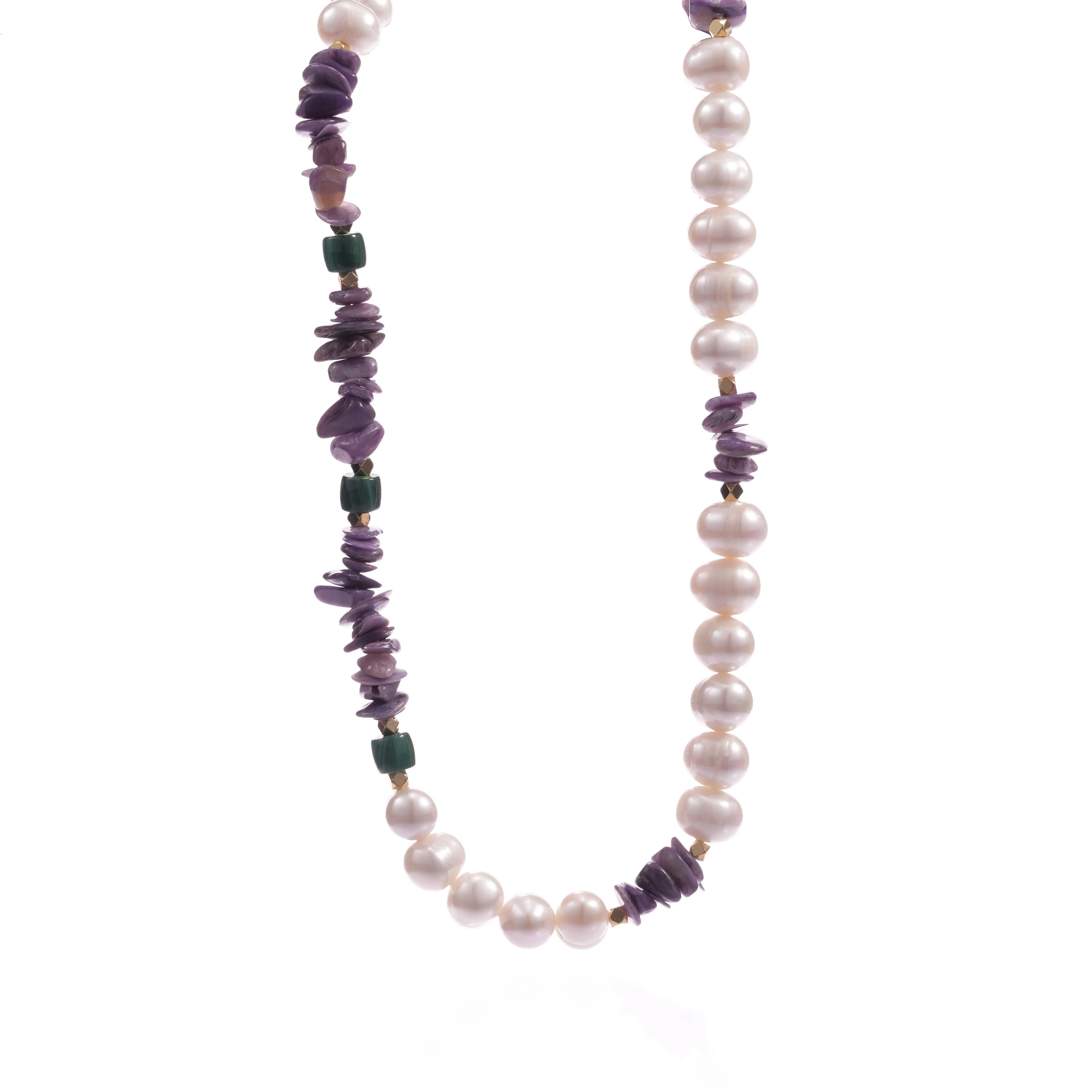 Purple Marble Twisted Bead Necklace Gold-Tone Boho Jewelry for Women Spring 2025 Trendy Accessories Wholesale
