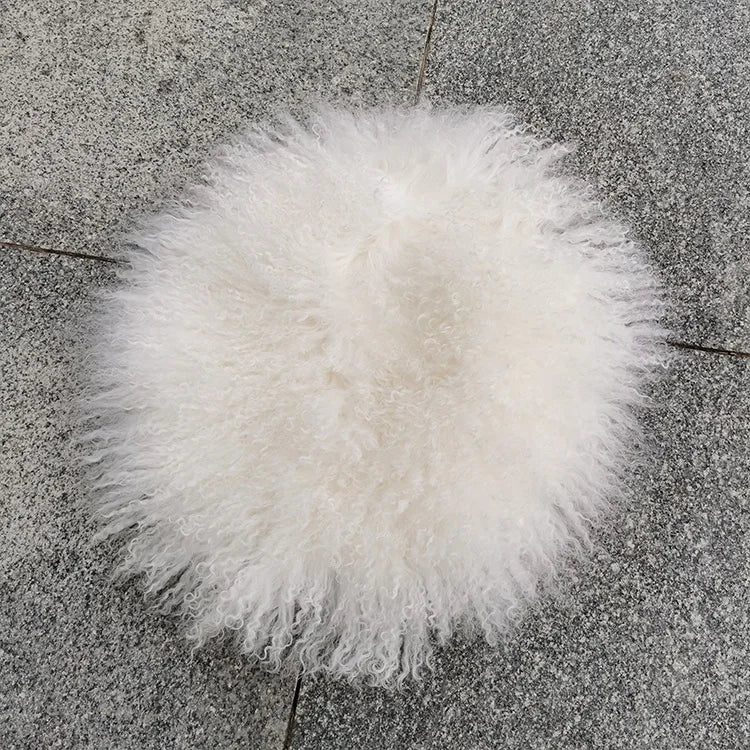 Luxury Natural Mongolian Sheepskin Fur Seat Cushion 100% Real Curly Fur Mat Pad for Chair Living Hotel Sofas for Home Decor