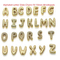 Zircon Charms English Letters Gold Alphabet Letter Slide Charm Fit 10mm 8mm Wristbands for Watchband Leather Bracelet Making