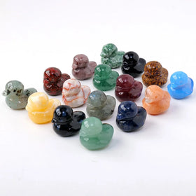 Wholesale Custom Make Gemstone Crystal Stone Natural Stone Strawberry Quartz Healing Crystal Duck Carving Ornament