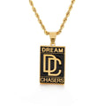 Gold Dream Chasers Zircon Stainless Steel Pendant Cuban Link Chain Trendy Hip Hop Necklace for Men and Women