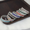 Fashion Multi Layered 4 Row Bangle Super Shiny Full Pave Four Row Colorful Square Crystal Bracelet for Women Party Gifts Jewelry