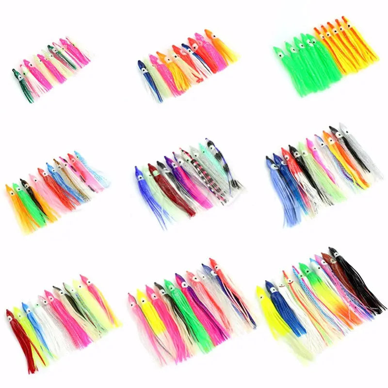 NEW 4cm-24cm Luminous Fishing Squid Skirts Octopus Assist Artificial Soft Plastic Octopus Trolling Lure Fishing Lures