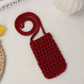 New Korean Style Hand-woven Shoulder Crossbody Bag with Colorful Cotton Phone Pouch Rope  Gift Compact Lightweight Phone Bag