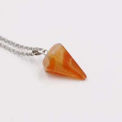 2026 Healing Crystal quartz pendulum With Seven Chakra Chain wholesale Tiger's eye stone Healing Crystal Pendant jade pendulum