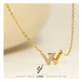 Carline Custom Fine Jewelry 18K Gold Plated Stainless Steel Link Chain Zircon Pendant Claw Setting Letter Charms for Women Girls