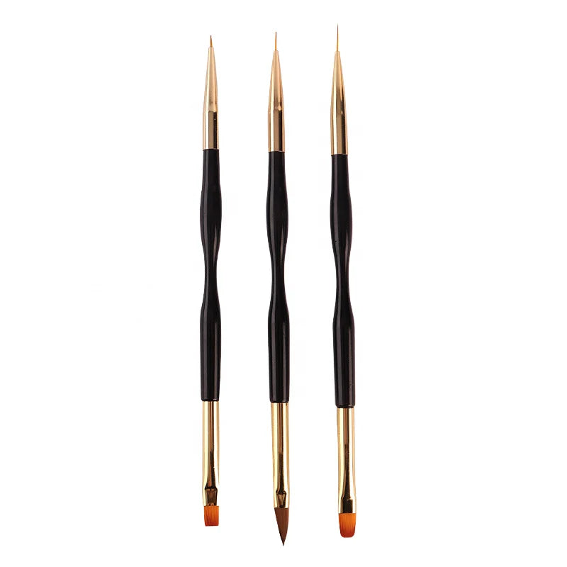 3 Pcs Manicure Brushes Dual Use Gel Gradient Brush Pinceles Ultra Thin Line Drawing Pen Dual End Nail Art Design Painting Tools