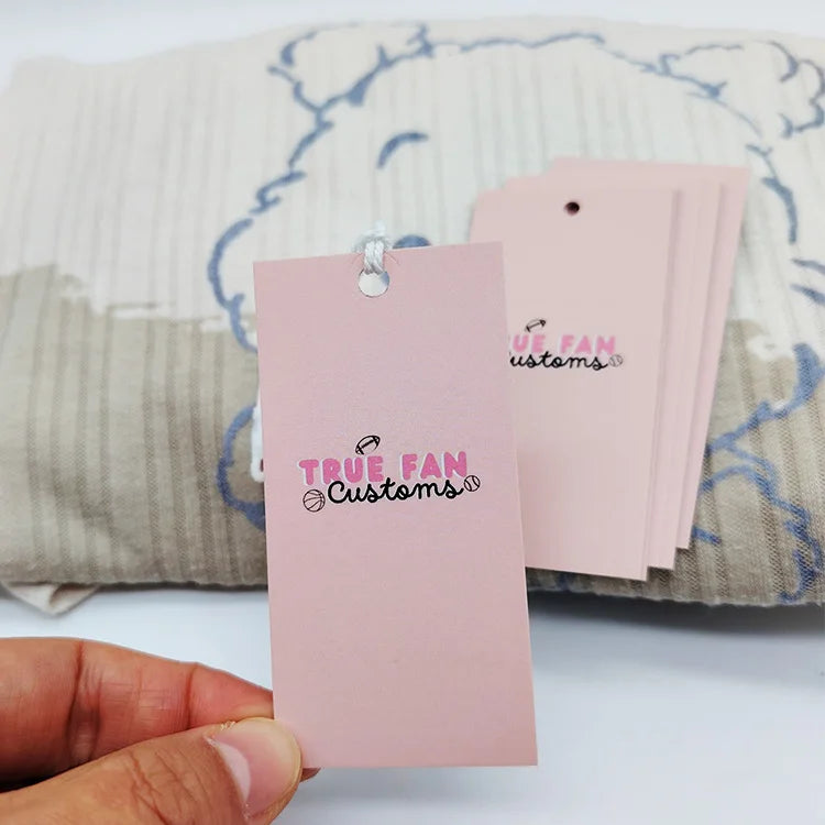300Gsm Thickness Cmyk Printing Design Label Clothing Tags Labels Custom