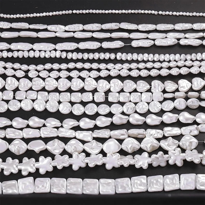 ABS DIY Handmade 3D Jewelry Accessory Straight Hole Irregular Lab Created Imitation Pearl Camellia Flower Shape Loose Pearls